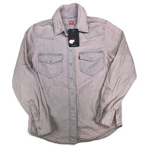Levi Strauss Co Womens Pink Standard Fit Western Denim Shirt XS